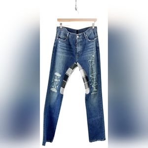NWT sz 34 Alchemist plaid patchwork jeans